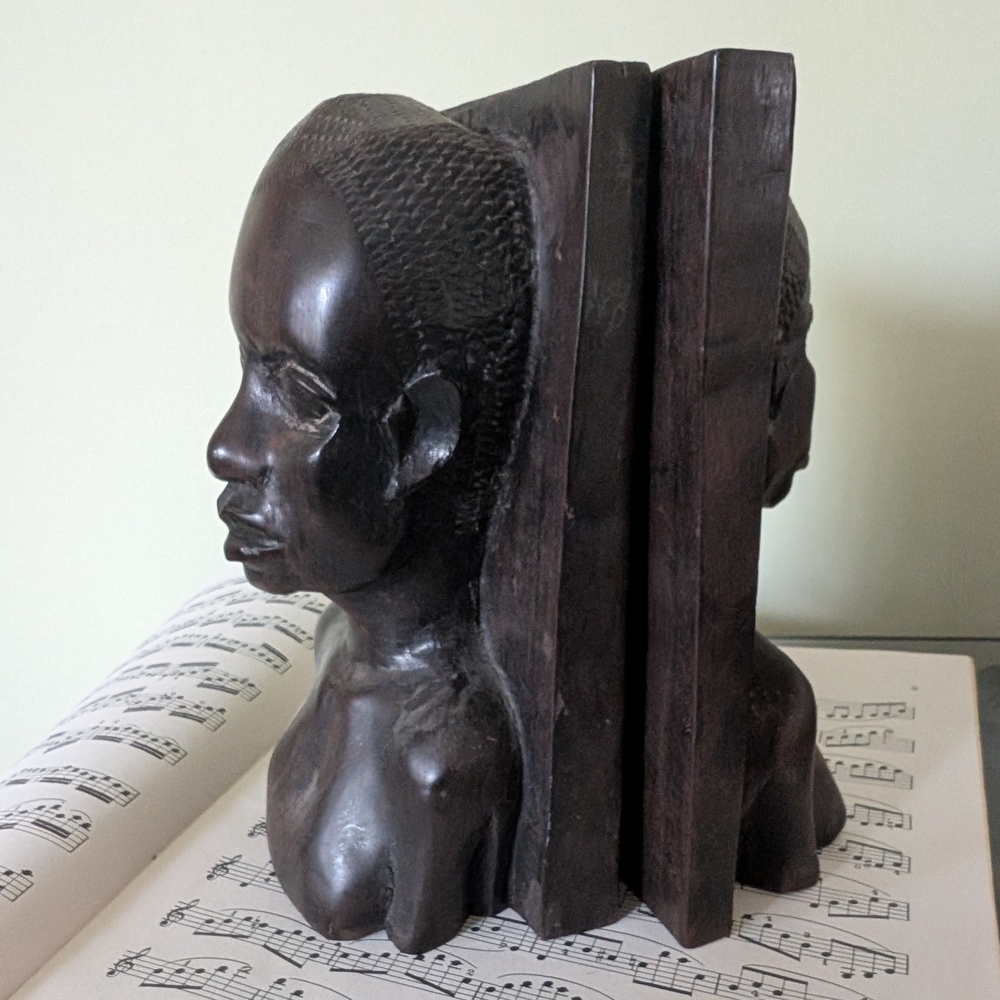 Vintage African Carved Bust Bookends - Picture 2 of 10